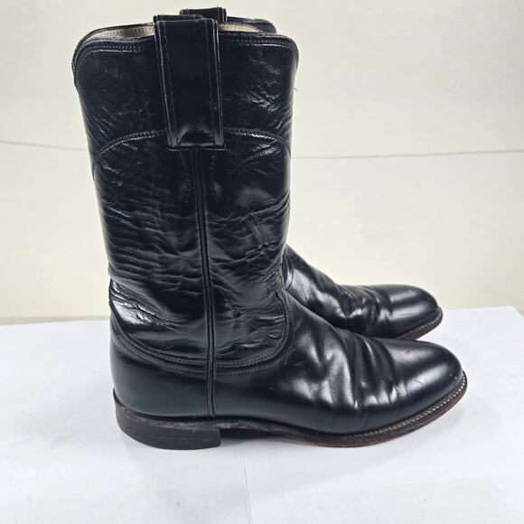 Vintage Justin Classic Roper Cowhide Western Black‎ Boots Women's Size 7.5B - Picture 5 of 9